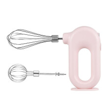 (Pink) Electric Egg Baking Mixer Wireless Milk Cream Whisk Stainless Steel Portable