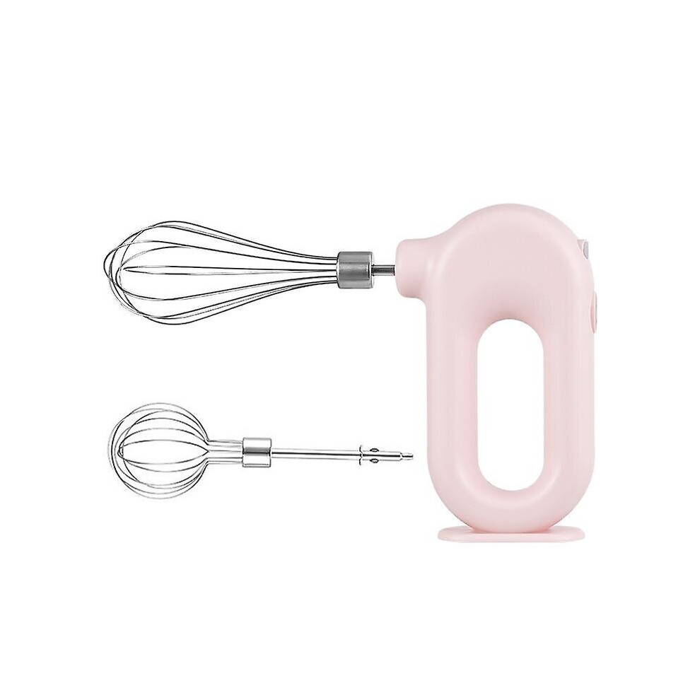 (Pink) Electric Egg Baking Mixer Wireless Milk Cream Whisk Stainless Steel Portable