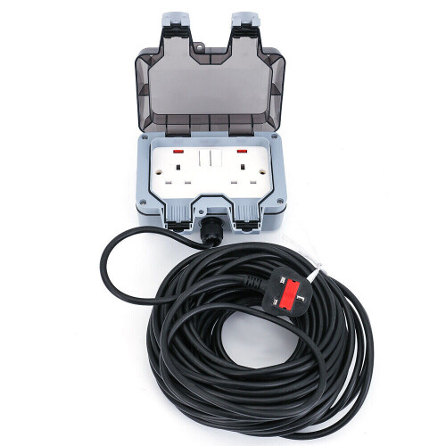 25m Outdoor Garden Extension Lead Socket Rated Black Cable on OnBuy