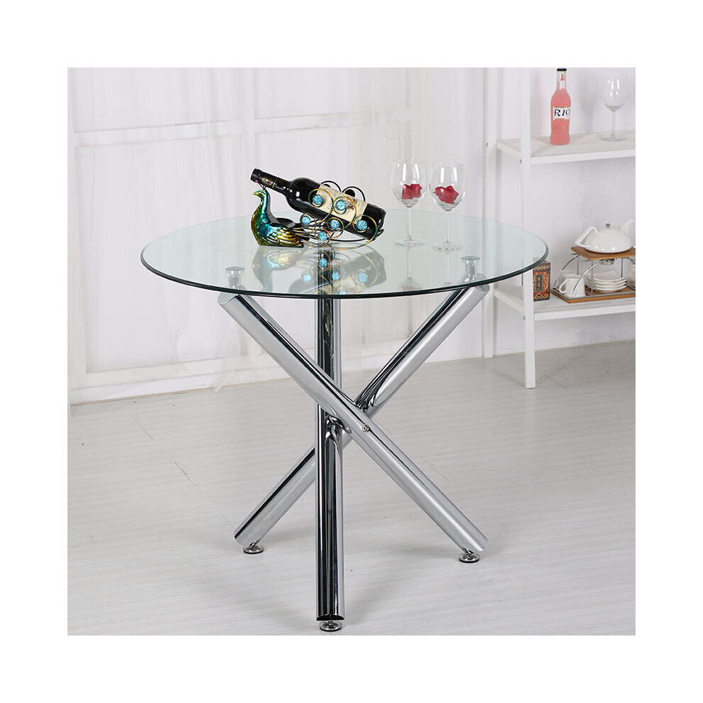 Tempered Glass Crossover Round Dining Table