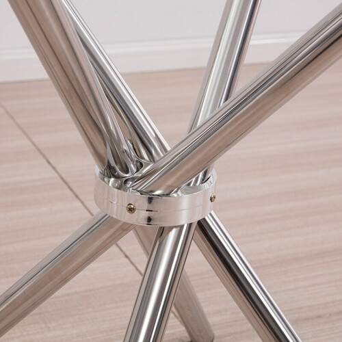 Living And Home Round Tempered Glass Dining Table with Crossover Legs 2