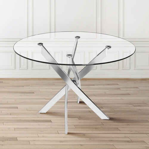 Living And Home 90cm Round Dining Table Tempered Glass Coffee Table 2