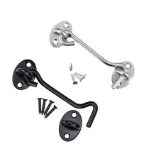(250mm Silver Cabin Hook Eye , 1) Cabin Hook And Eye Latch Lock Shed Gate Door Stainless Steel Catch Silent Holedr