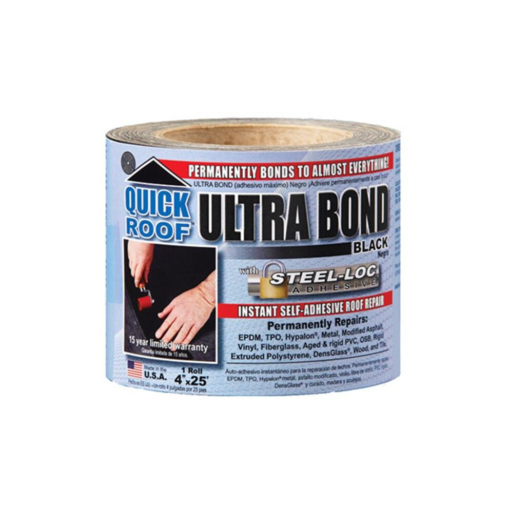 Ubb425 4 In. X 25 Ft. Black Ultra Bond Instant Self-Adhesive Roof Repair 758218068816