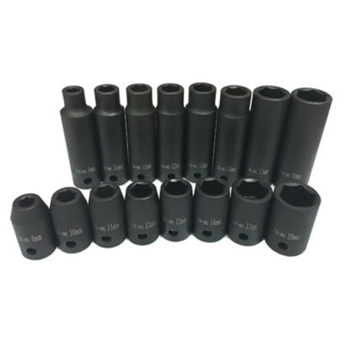 Master Mechanic Metric Standard & Deep Impact Socket Set, 16 Piece