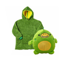 (Green) Hoodie Plush Blanket Soft Warm Kid Coat Pillow