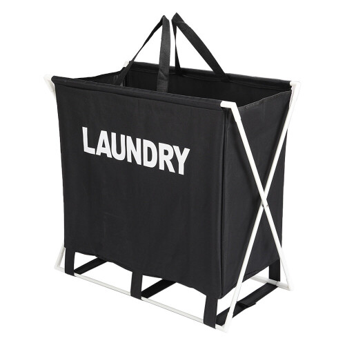 Living And Home (Black) Large Folding Laundry Basket Washing Sorter Hamper 2