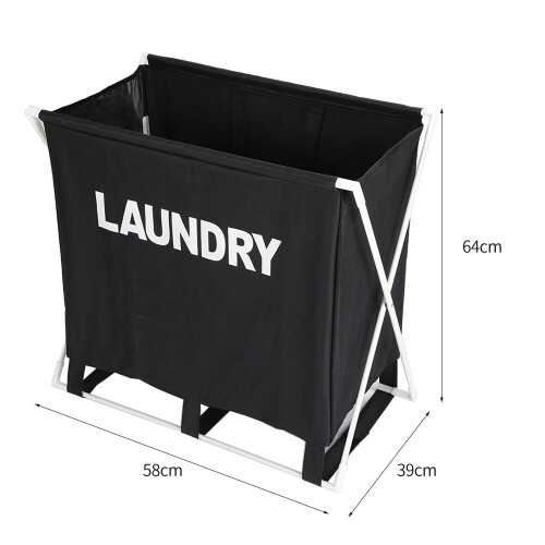 Living And Home (Black) Large Folding Laundry Basket Washing Sorter Hamper 1