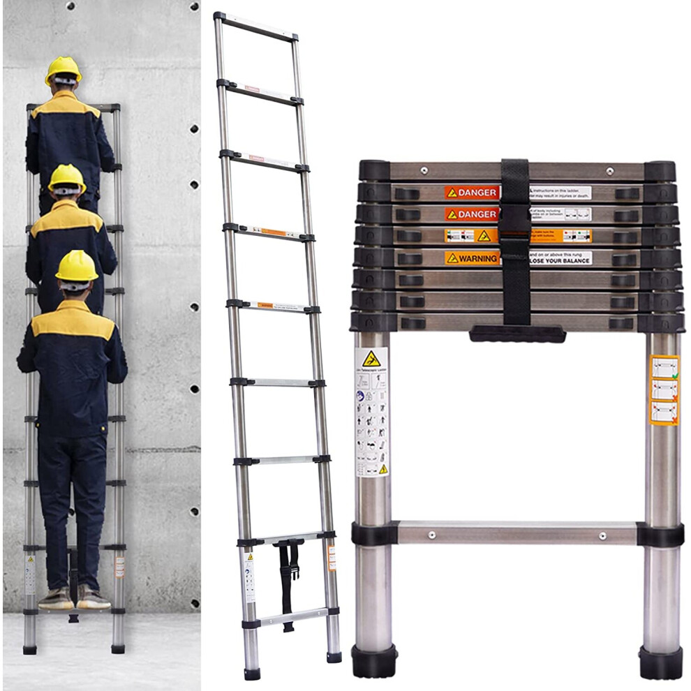 2.6M Telescopic Ladder Extendable EN131 Standard Stainless steel
