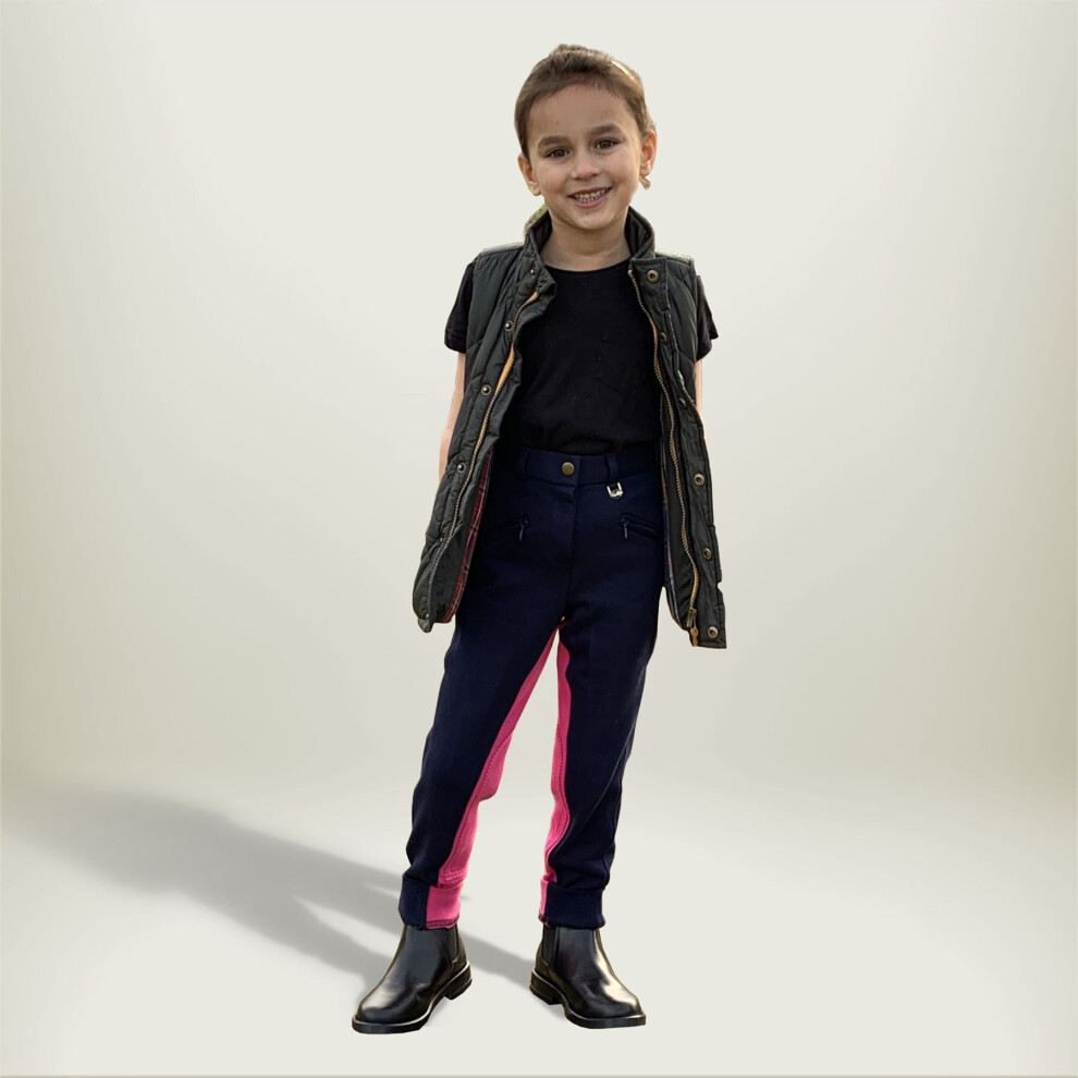 (Navy/Sky Blue, 26 Inch) Gallop Equestrian Children'S Two Tone Jodhpurs