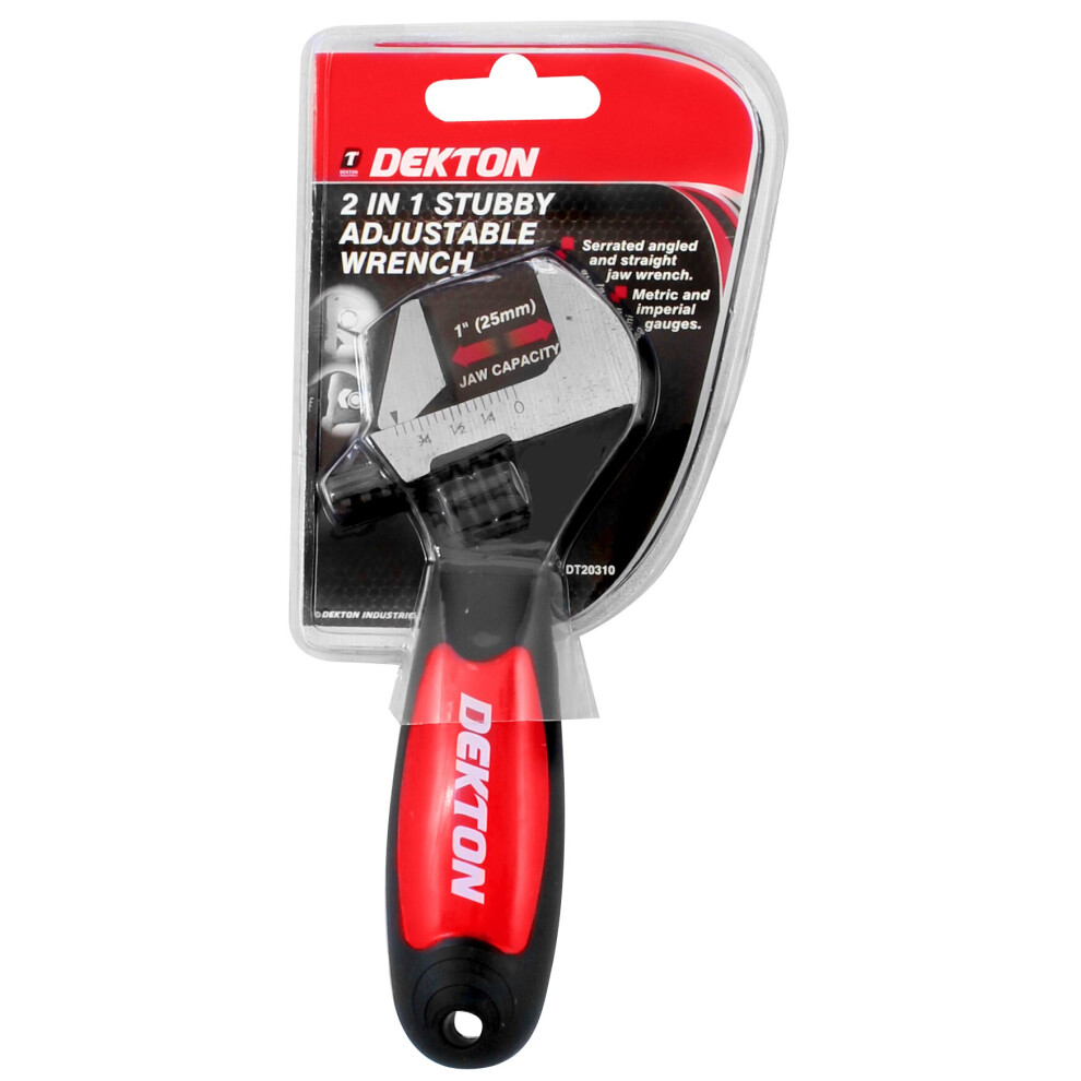 2 In 1 Stubby Adjustable Wrench, Dt20310 5055441416267