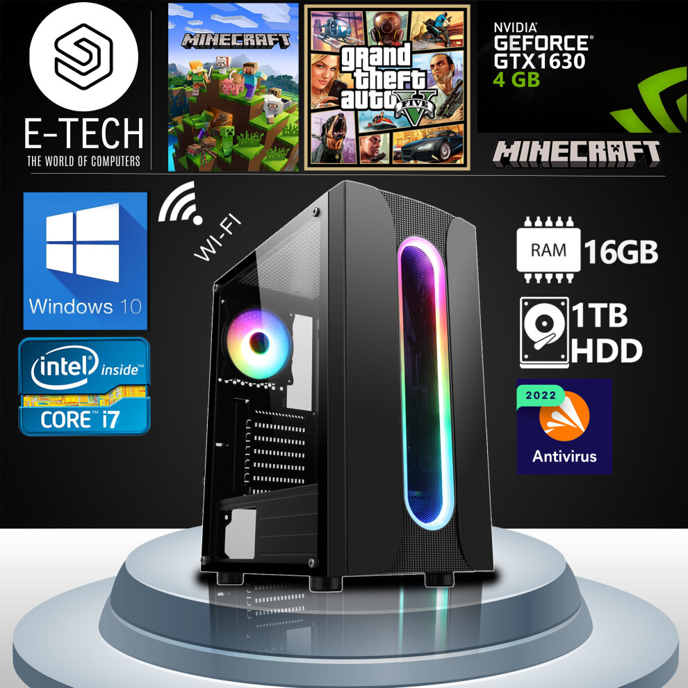 Gaming Pc Computer Intel Quad Core I7 16Gb Ddr3 1Tb 4Gb Gtx 1630 Win10 5060936451340