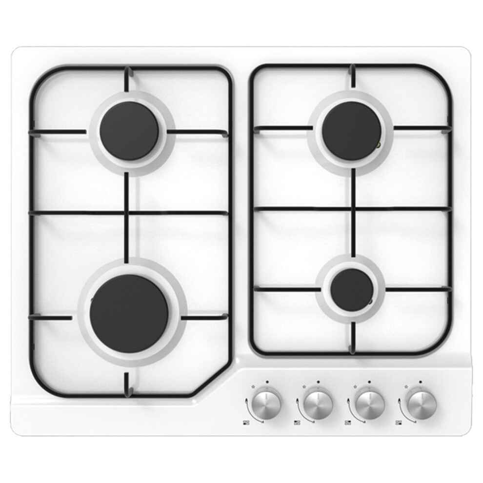 Statesman GH60WH 4 Burner Gas Hob Cooktop, Front Panel Control, 60cm, White