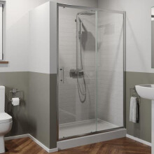 Sliding Shower Door 1100x800mm Easy Plumb Tray 6mm Safety Glass Bathroom Modern