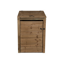 (Single, Rustic Brown) Wooden Wheelie Bin Storage Pressure Treated Garden Recycling Store Lid Shed Outdoor Trash Cover