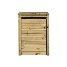 (Single, Light Green) Wooden Wheelie Bin Storage Pressure Treated Garden Recycling Store Lid Shed Outdoor Trash Cover