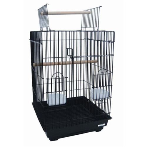 5984-4814BLK Open Top Small Parrot Cage with Stand in Black