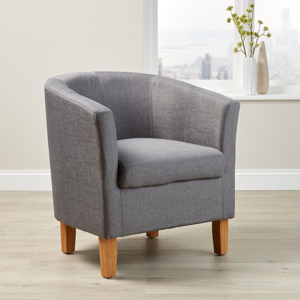 Home Source Bedford Tub Accent Chair Light Grey Fabric