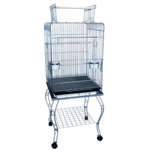 20 in. Open Top Parrot Cage With Stand - Antique Copper