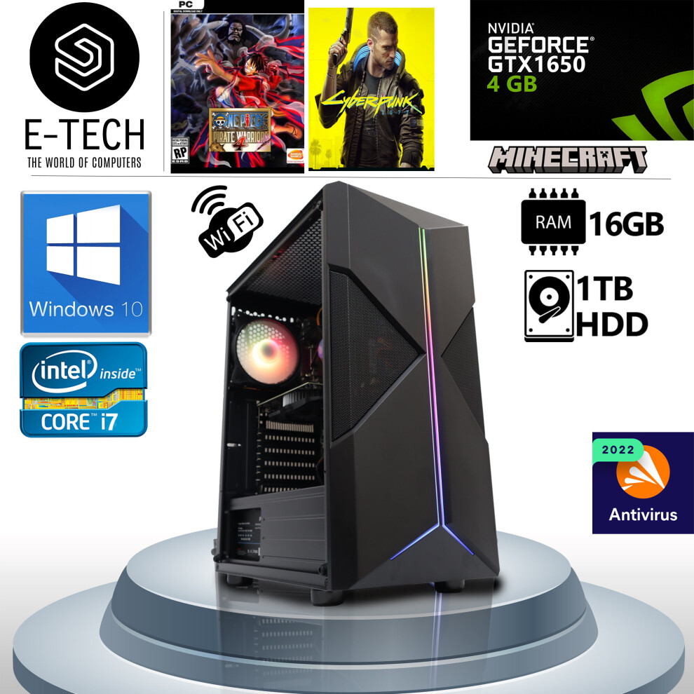 Gaming Pc Computer Intel Core I7 16Gb 1Tb 4Gb Nvidia Gtx 1650 Win10 5060936451371