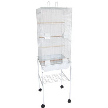 6924-4814WHT 0.37 in. Bar Spacing Tall Flat Top Bird Cage with Stand, White - 18 x 18 in. - Small