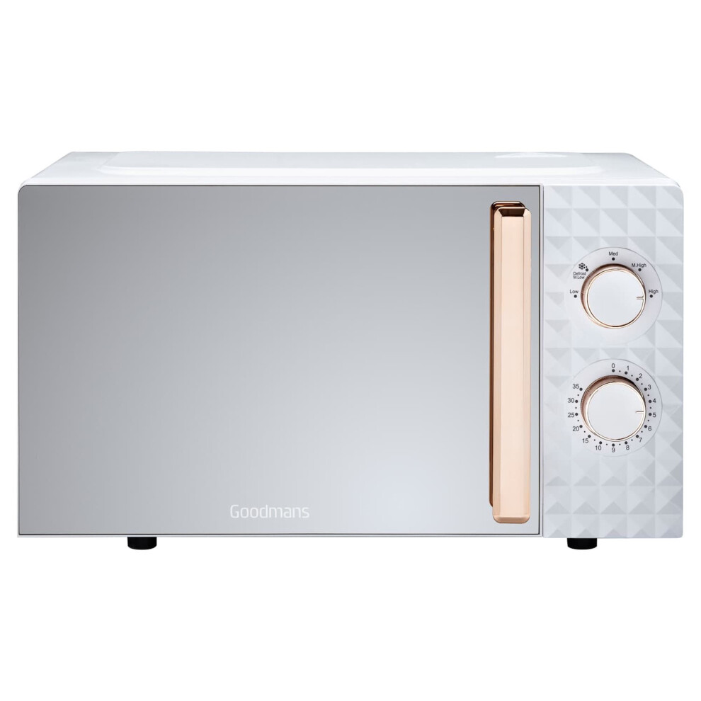 Diamond White and Rose Gold Effect Microwave Capacity 20L Mirror Finish Door