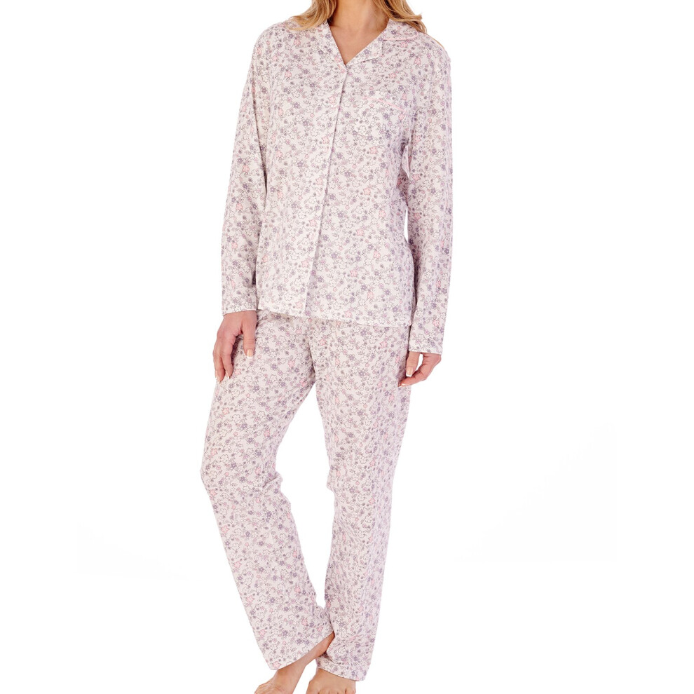 (Grey, 20/22) Slenderella PJ02103 Women's Ditsy Print Cotton Revere Pyjama Set