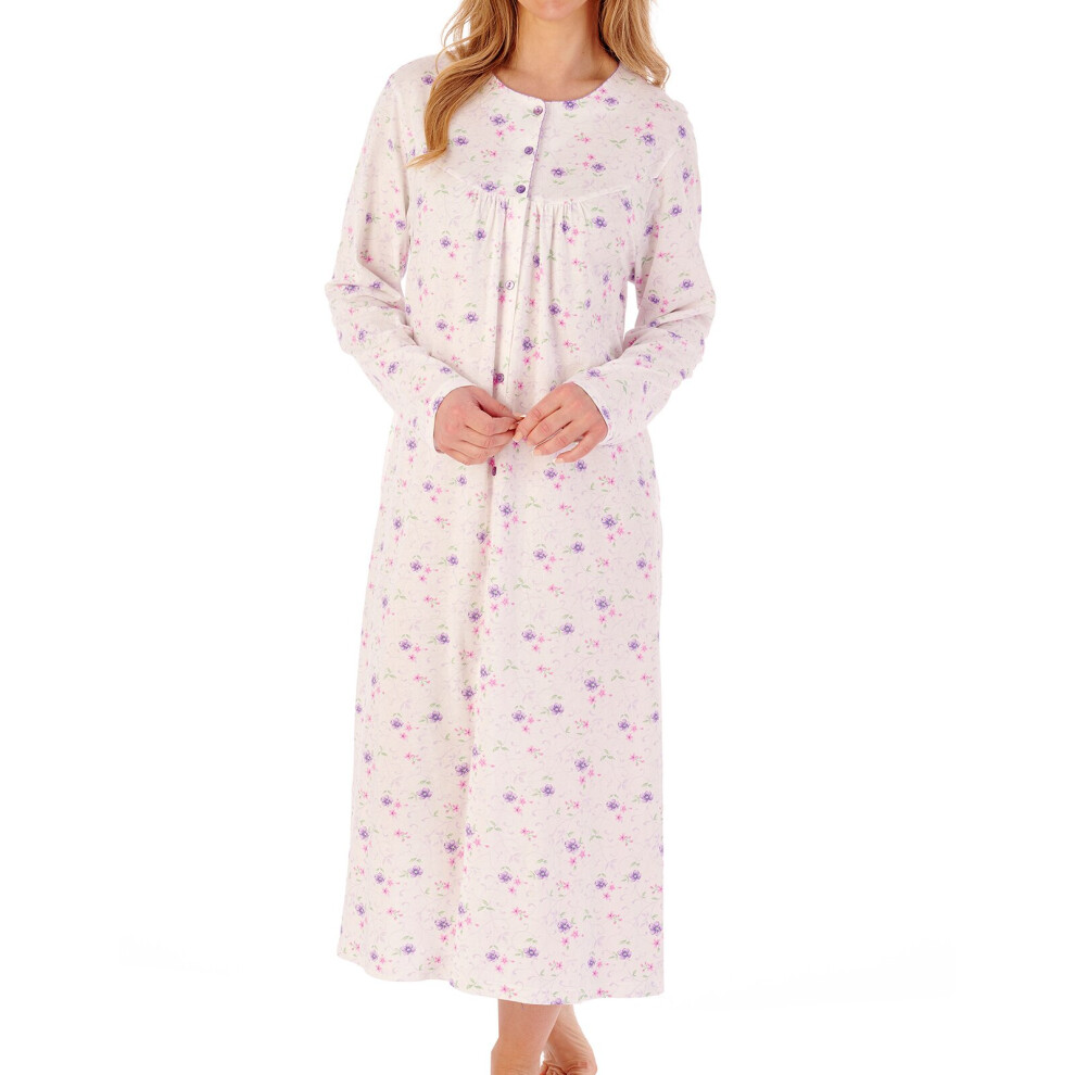 (Ivory, 28/30) Slenderella ND02108 Women's Ditsy Print Cotton Nightdress