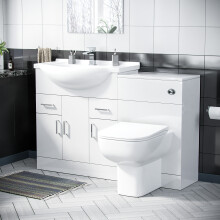 Dyon 750mm White Floor Standing Vanity, WC Unit & BTW Toilet - Flat Pack