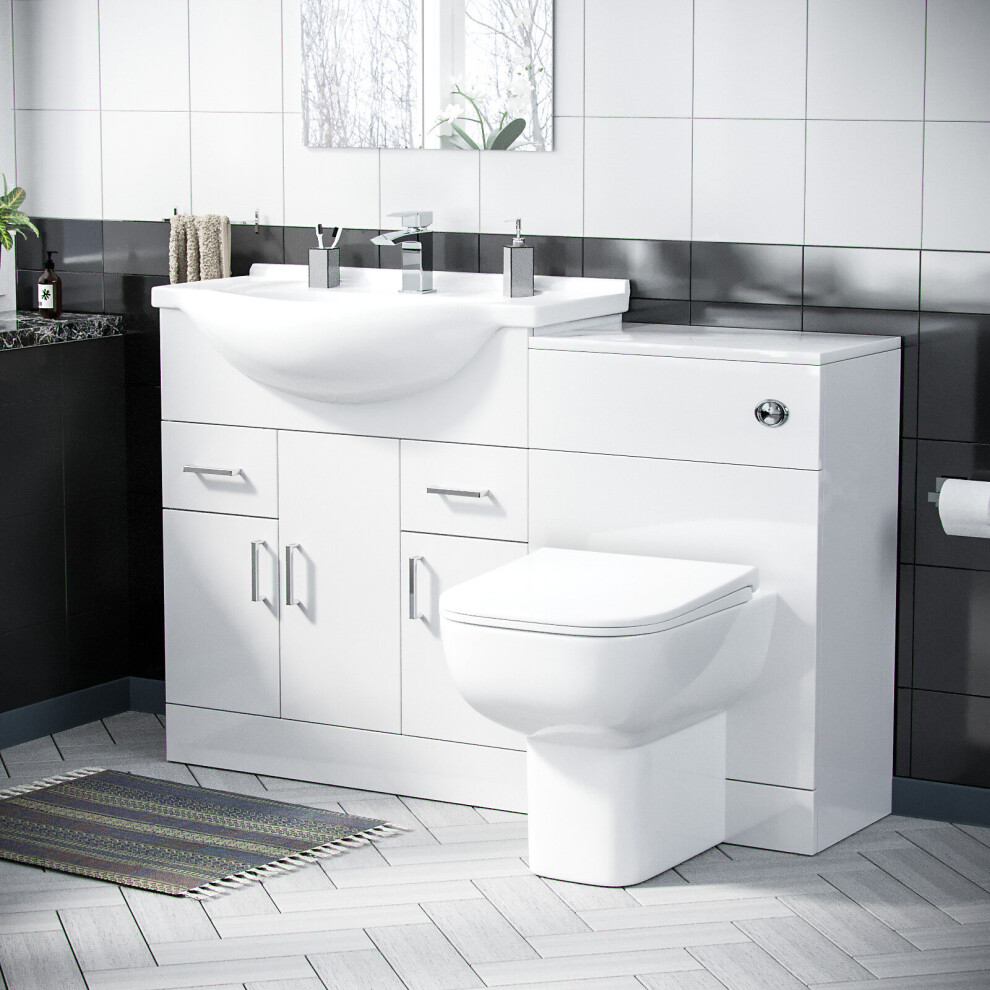 Dyon 750mm White Floor Standing Vanity, WC Unit & BTW Toilet - Flat Pack-image-OPC-PB7T9HC-NEW