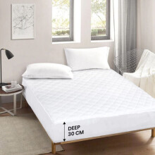 (Skirt Protector, Double: 135 x 190 cm) Quilted Mattress Bed Protector Mattress Topper Bed Cover