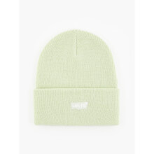 Levis Knitted Cuff Beanie ~ Slouchy Red Tab pale green