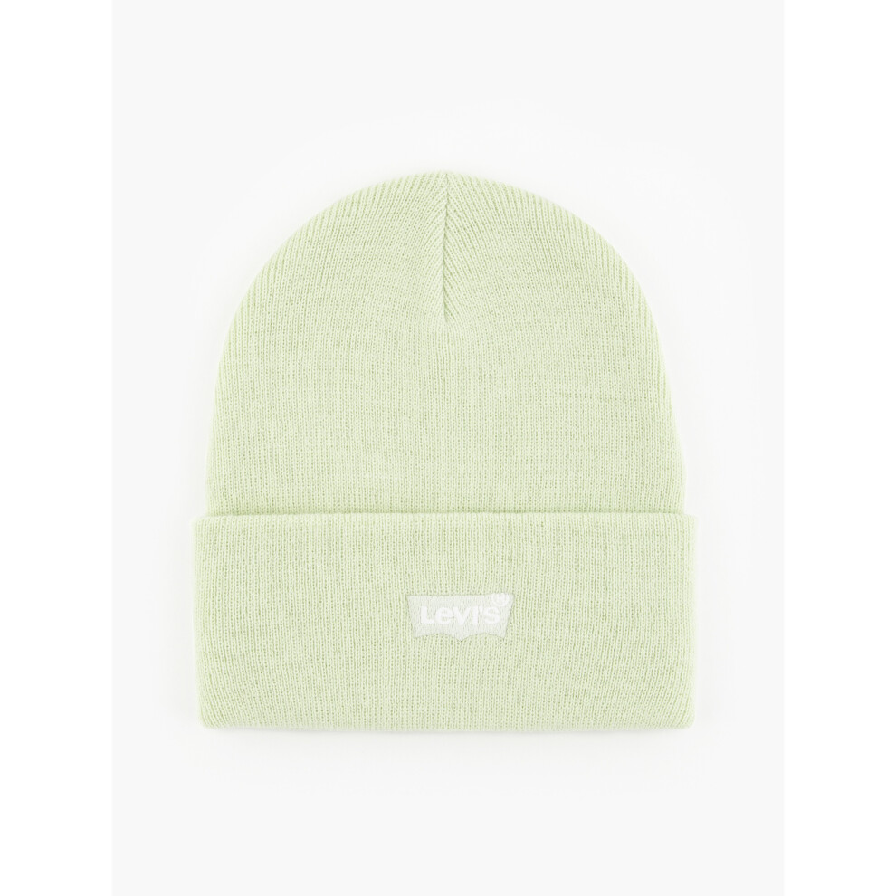 Levi's Knitted Cuff Beanie ~ Slouchy Red Tab Pale Green