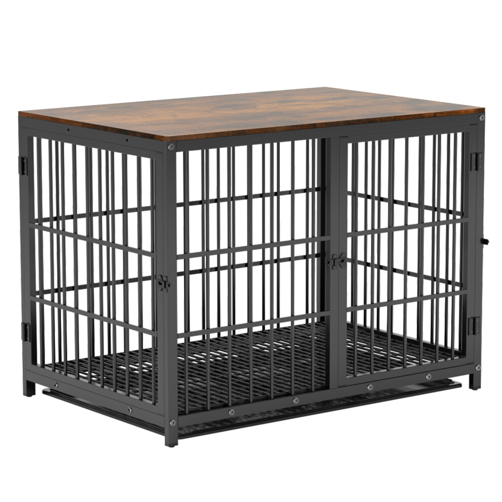 (Black, XL(42inch)) Furniture Style Wooden Dog Crate Pet Kennel End Table