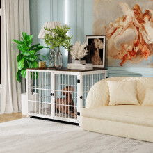 (L(36inch)) Wooden Dog Crate Furiture Pet Kennel End Table