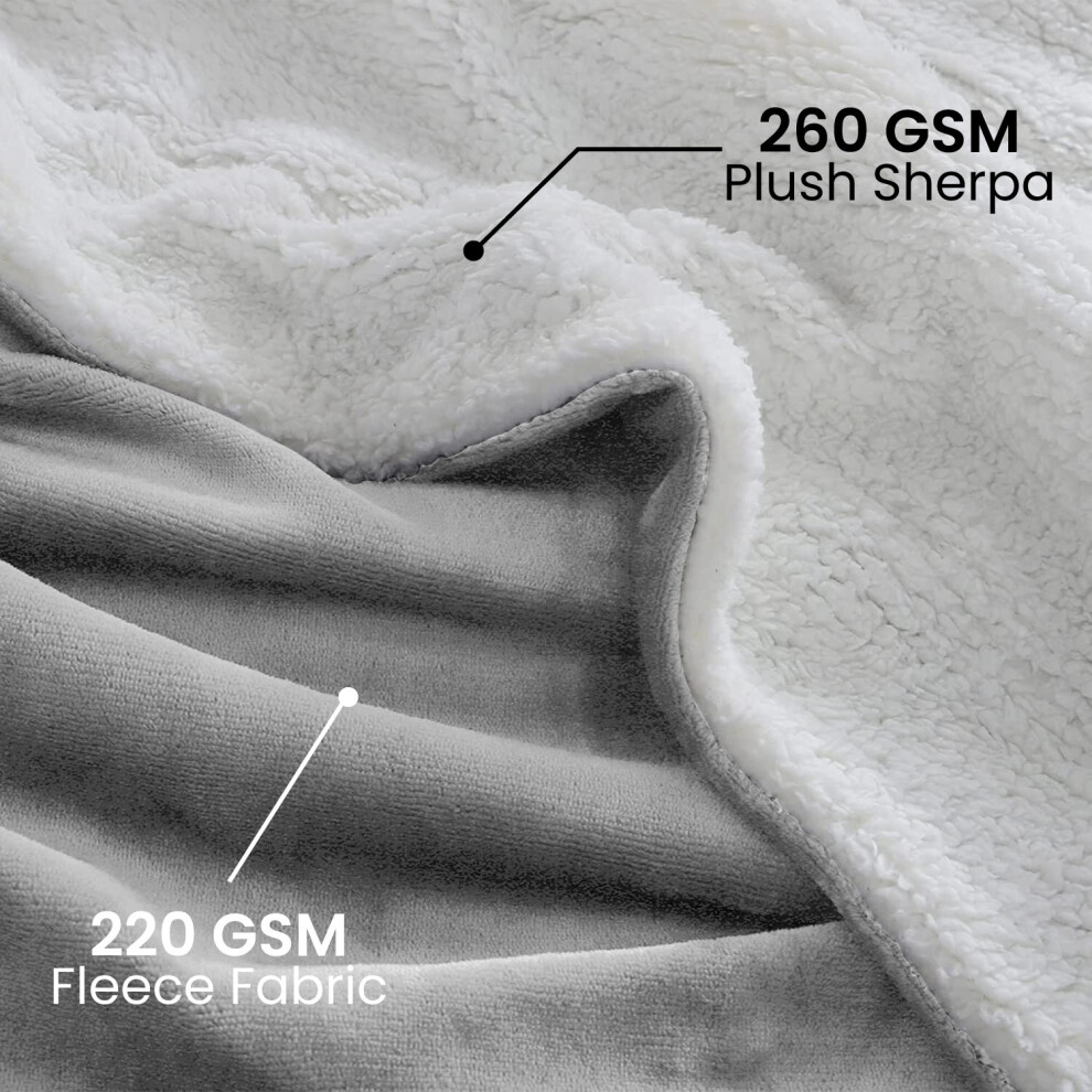 Yorkshire Bedding (, King (200 X 240 Cm)) Sherpa Fleece Blanket Bed Throw Reversible Sofa Mink Silver