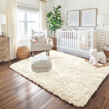 (Cream, 160 X 230 cm) Fluffy Rugs Anti-Slip Large Shaggy Rug Super Soft Mat Living Room Bedroom Carpet