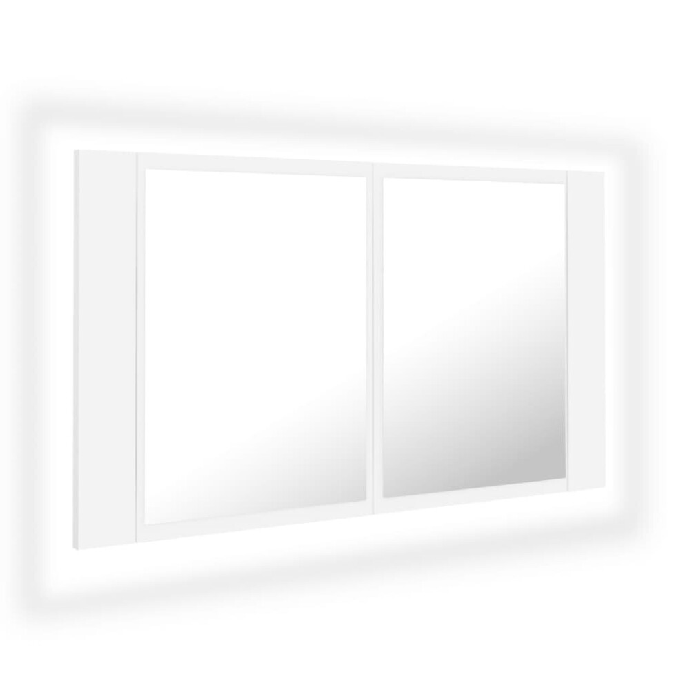 vidaXL LED Bathroom Mirror Cabinet White 80x12x45 cm Acrylic Washroom Mirror