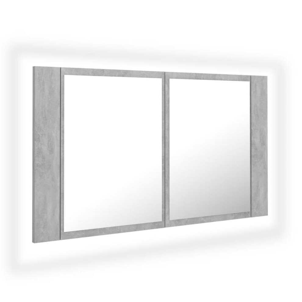 vidaXL LED Bathroom Mirror Cabinet Concrete Grey 80x12x45 cm Acrylic Mirror