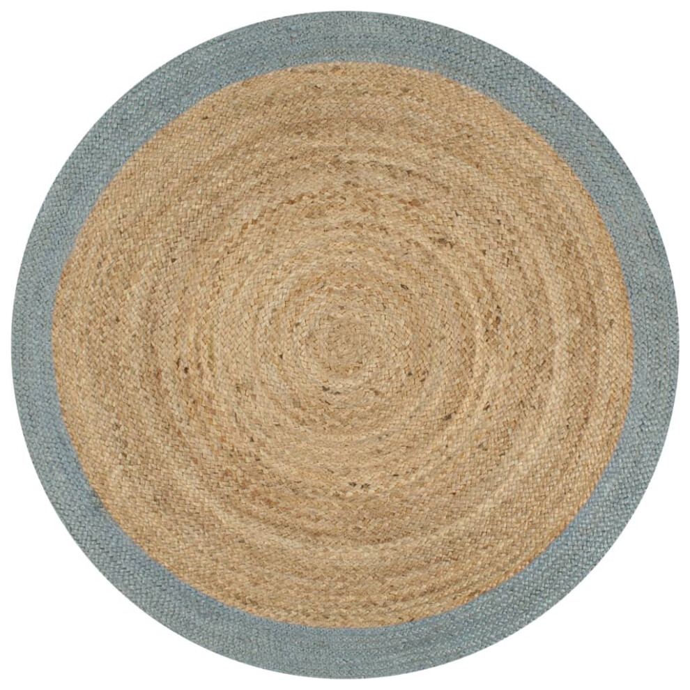 Vidaxl Handmade Rug Jute With Olive Border 150Cm Floor Protector Carpet Green