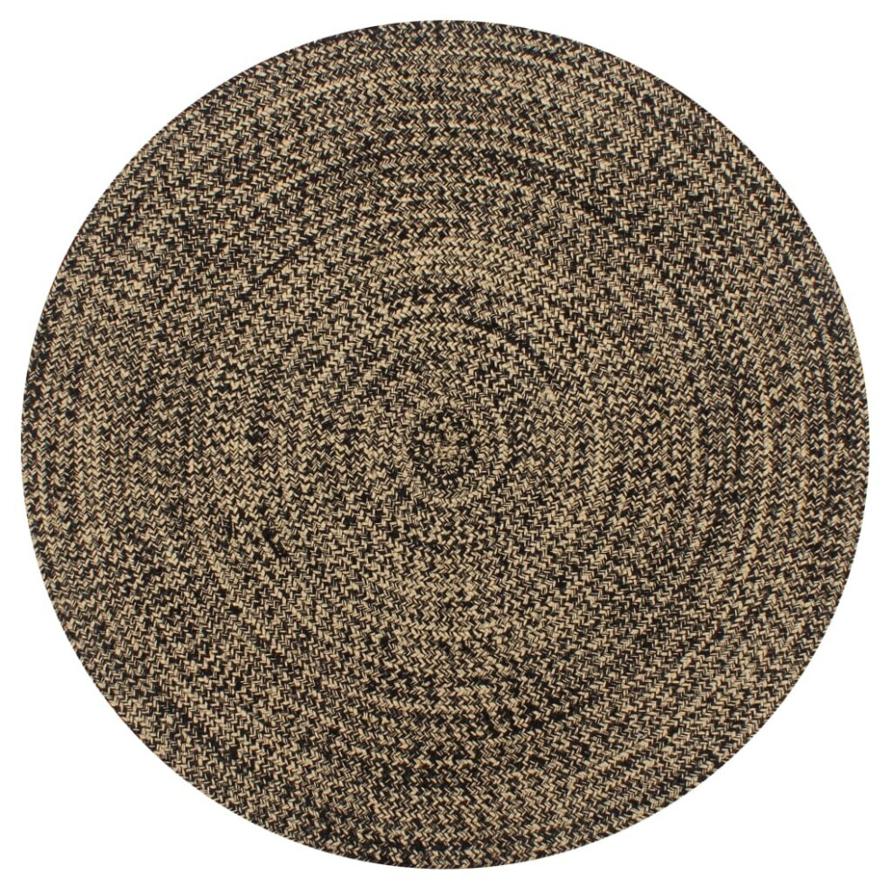 Vidaxl Handmade Rug Jute And Natural 150Cm Room Flooring Area Carpet Mat Black