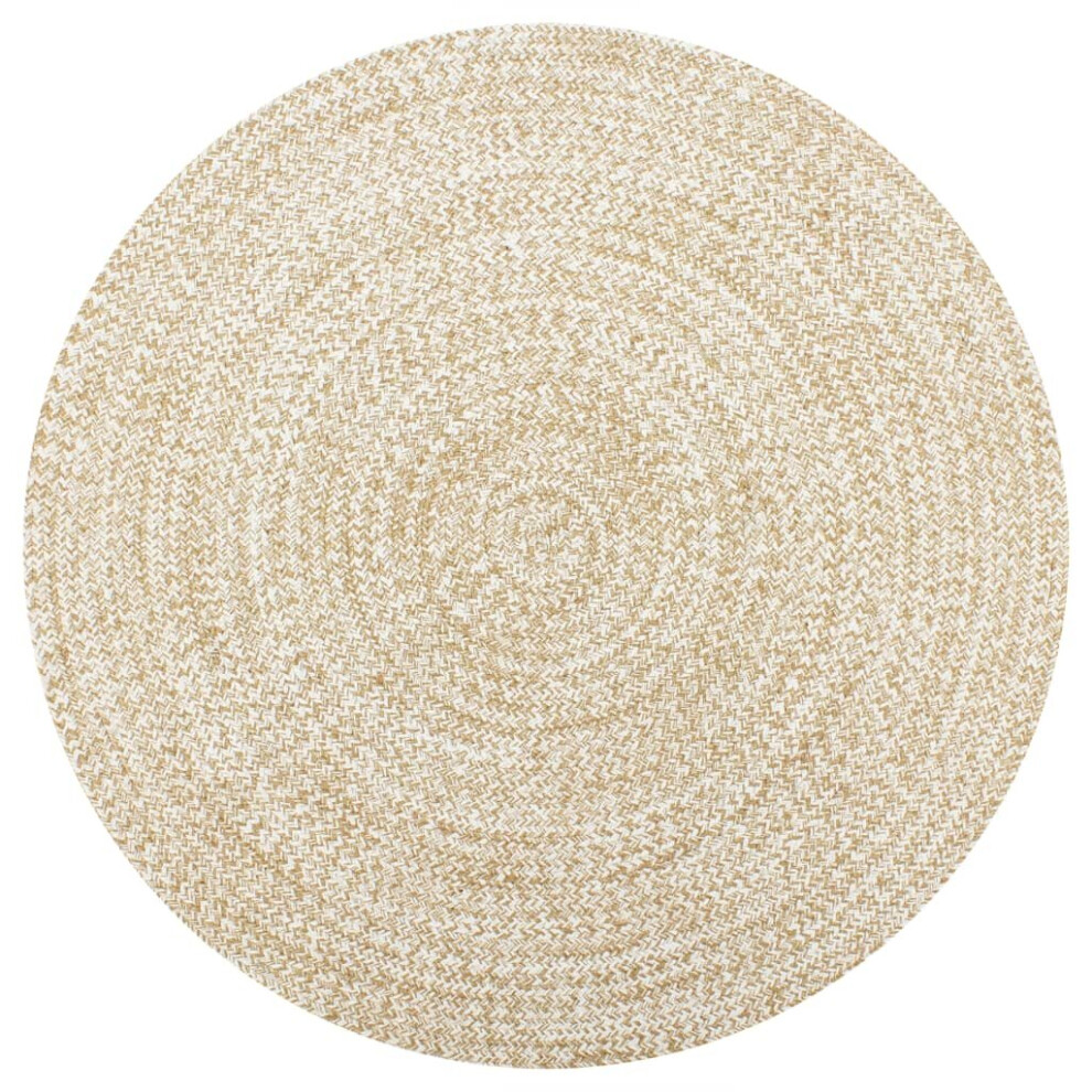 vidaXL Handmade Rug Jute White And Natural 150cm Room Flooring Area Carpet Mat