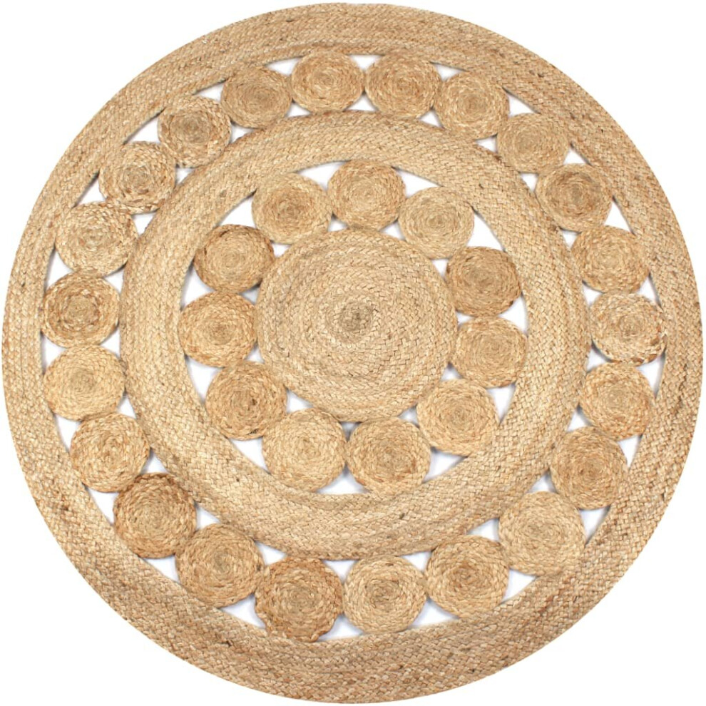 Vidaxl Area Rug Braided Design Jute 120Cm Round Home Living Room Floor Carpet