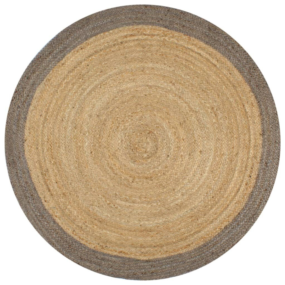 Vidaxl Handmade Rug Jute With Border 90Cm Room Floor Protector Carpet Grey