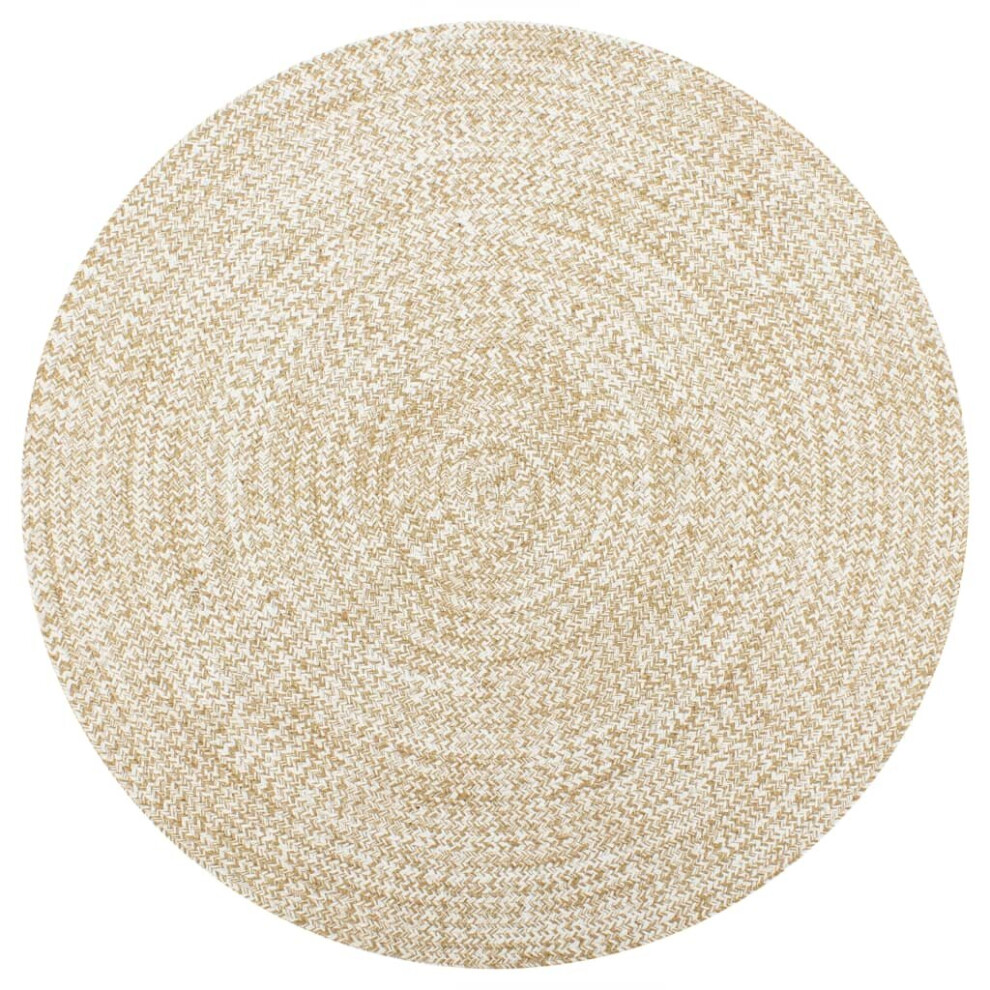 Vidaxl Handmade Rug Jute White And Natural 90Cm Room Flooring Area Carpet Mat