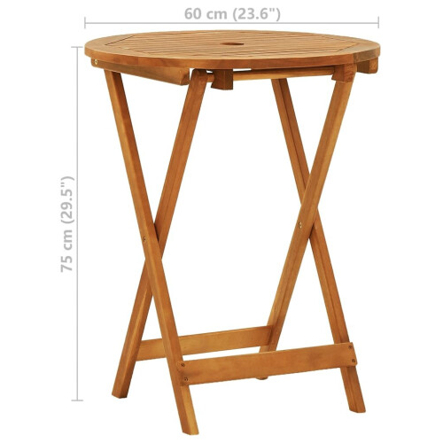 VidaXL vidaXL Folding Garden Table – Solid Eucalyptus Wood, 60x75 cm, Umbrella Hole 5 cm, Foldable, 312455 1