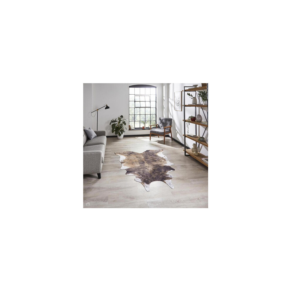 Think Rugs Cow Print Rug- 130Cm X 155Cm Brown