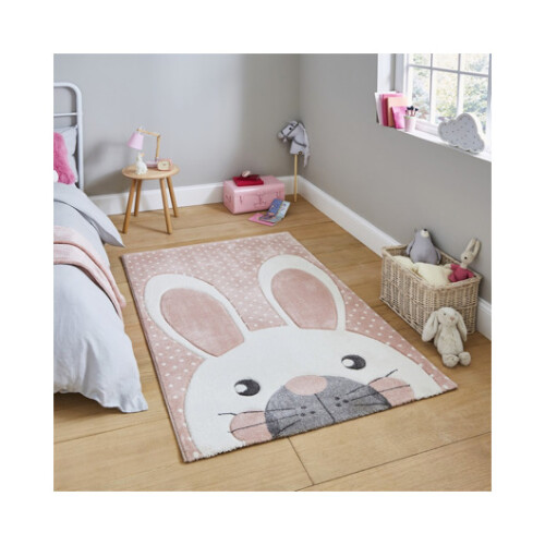 Think Rugs Bunny Rabbit  Kids Rug - Pink - 120cm x 170cm