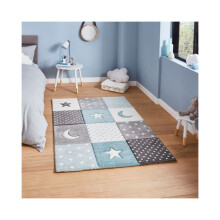 Moon + Stars Kids Rug  - Blue  - 120cm x 170cm