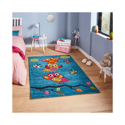 Think Rugs Owl Kids Rug - Blue - 120cm x 170cm